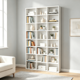 24 Cube Storage Organizer with Adjustable Shelves 70 Inch Tall Bookshelf for Living Room Bedroom Hallway Furniture & Decor