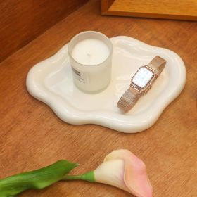 Ceramic Jewelry Tray Trinket Dish, Decorative Cloud Vanity Key Tray for Women, Ring Holder Dish, Cute Jewelry Plate Bowl Room Decor Aesthetic, Wh