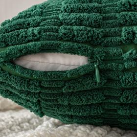 Pack of 2 Christmas Dark Green Corduroy Decorative Pillow Covers 18x18 Inch Soft Boho Striped Throw Pillow Covers Modern Farmhouse Home Decor for