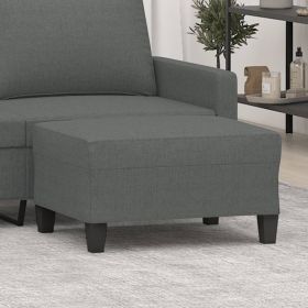 Footstool Dark Grey Polyester Compact Footrest Rectangular