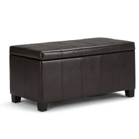 Dover 36 inch Wide Storage Ottoman Bench in Tanners Brown Vegan Leather