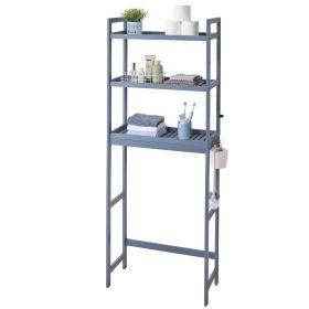 Over the Toilet Storage, 3-Tier Adjustable Over Toilet Bathroom Organizer, Bamboo Storage Shelf Rack with 3 Hooks