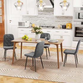 4-piece Set Grey Upholstered Dining Chairs Modern Kitchen Room Furniture with Steel Legs for Home