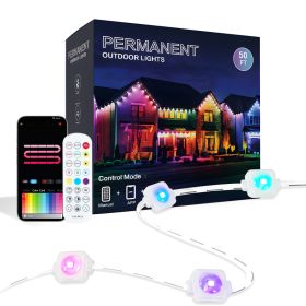 Outdoor Light,50ft With 30 LED Eaves Lights,Smart RGB Outdoor Lights With 75 Scene Modes,IP67 Waterproof,for Halloween Decorations,Christmas,Holi (Option: 50FT)