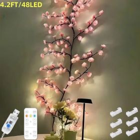 Cherry LED Tree Branch Lights For Wall, Cherry Blossom Willow Vine Twig Decor Garland With 144 LED Lights And Remote,8 Lighting Modes,Christmas D (Option: 4.2FT)