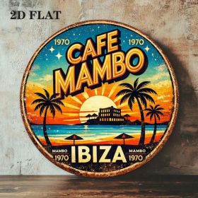 Vintage Cafe Mambo Ibiza Round Sign 1970 Beach Resort Wall Decor (Option: Tin)