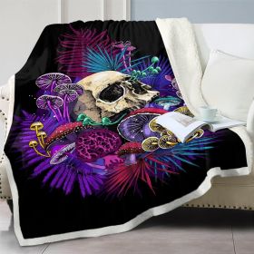 Skull Mushroom Sherpa Throw Blanket for Women Girls Skull Lover Cozy Plush Sugar Skull Fleece Blanket for Bedroom Sofa Couch Mushroom Home Decor (size: 130x150cm)