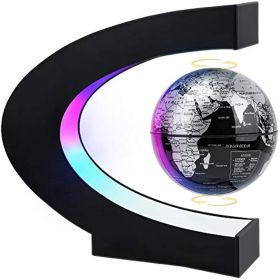 Magnetic Levitating Globe with LED Light; Cool Tech Gift for Men Father Boys; Birthday Gifts for Kids; Floating Globes World Desk Gadget Decor in (Color: Black)