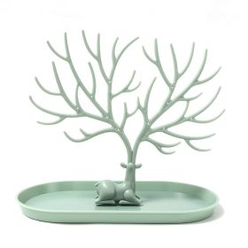 Jewelry Display Stand Tray Tree Storage Racks Earrings Necklaces Rings Jewelry Boxes Case Desktop Organizer Holder Make Up Decor (Color: Green)