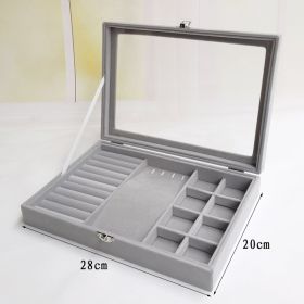 Velvet Glass Ring Earring Jewelry Display Organizer Box Tray Holder Storage Case (Color: 8)