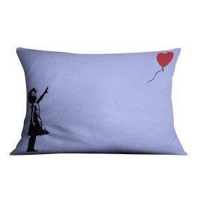 Banksy Balloon Heart Girl Blue Cushion (Insert: With Insert, size: 16" X 16")