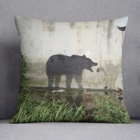 Banksy Bear Cushion (Insert: With Insert, size: 16" X 16")