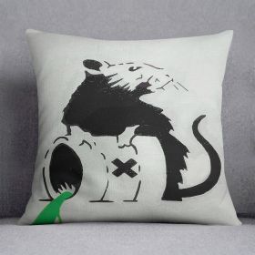 Banksy Toxic Rat Cushion (Insert: With Insert, size: 16" X 16")