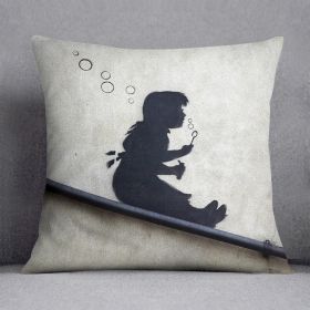 Banksy Bubble Slide Girl Cushion (Insert: Without Insert, size: 18" X 18")