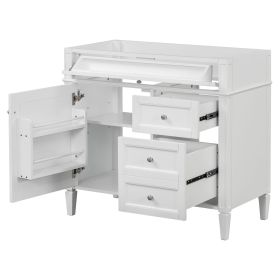 36'' Bathroom Vanity without Top Sink, Modern Bathroom Storage Cabinet with 2 Drawers and a Tip-out Drawer, Solid Wood Frame (NOT INCLUDE BASIN S (Color: White, Material: Solid Wood+MDF)