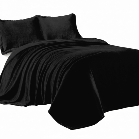 Heavyweight Crystal Velvet Blanket, 71" x 87" Ultra Soft Plush Bed Throw for Couch & Sofa, Reversible Sherpa Fleece & Double-Sided Warm Velvet Bl (Color: Pearl Black, size: Queen)