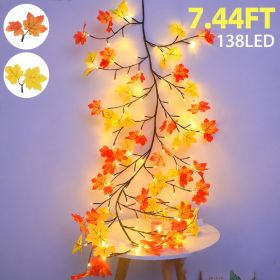 Maple Leaf LED Tree Branch Lights With Remote - 138LED Willow Vine Twig Garland For Wall Decor, 8 Modes, USB Powered String Lights For Indoor Hom (Option: 138LED7.44FT)